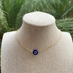 Evil eye necklace protection jewerly gold filled chain gift for her